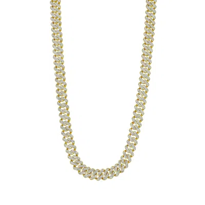 Adornia Men's 22" 10mm Cuban Edge Chain With Cz Gold In Silver