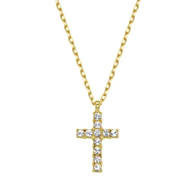 Adornia Men's 22" Cz Cross Necklace Gold In Silver