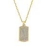 Adornia Men's 22" Cz Dogtag Necklace Gold In Silver