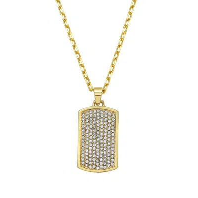 Adornia Men's 22" Cz Dogtag Necklace Gold In Silver
