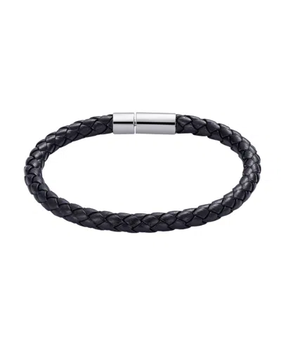 Adornia Men's Black Polyurethane Leather Rope Chain Bracelet