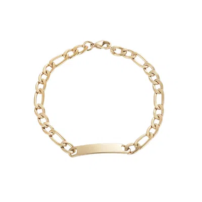 Adornia Men's Tarnish Resistant 18k Gold Plated Figaro Id Bracelet