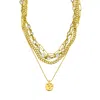 Adornia 14k Yellow Gold Plated Layered Pebbled Charm Necklace In Yellow