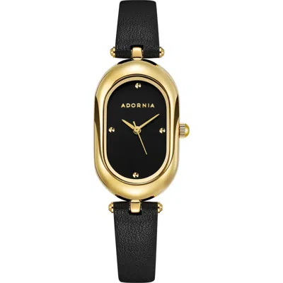 Adornia Milan Faux Leather Strap Watch, 32.5mm X 20mm In Gold/black