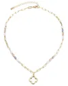 Adornia Mixed Bead And Chain Clover Outline Pendant Neckla