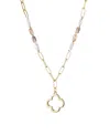Adornia Mixed Bead And Chain Clover Outline Pendant Necklace