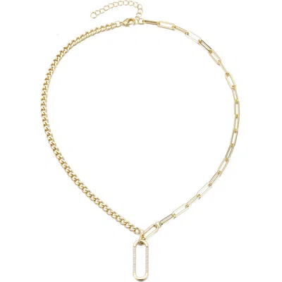 Adornia Mixed Chain Cubic Zirconia Necklace In Gold