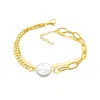 Adornia 14k Plated Pearl Mixed Chain Bracelet In Yellow