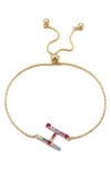 Adornia Mixed Crystal Initial Chain Bracelet