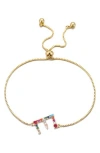 Adornia Mixed Crystal Initial Chain Bracelet