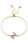Adornia Mixed Crystal Initial Chain Bracelet