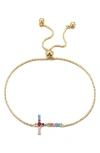 Adornia Mixed Crystal Initial Chain Bracelet