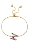 Adornia Mixed Crystal Initial Chain Bracelet