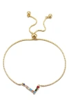 Adornia Mixed Crystal Initial Chain Bracelet