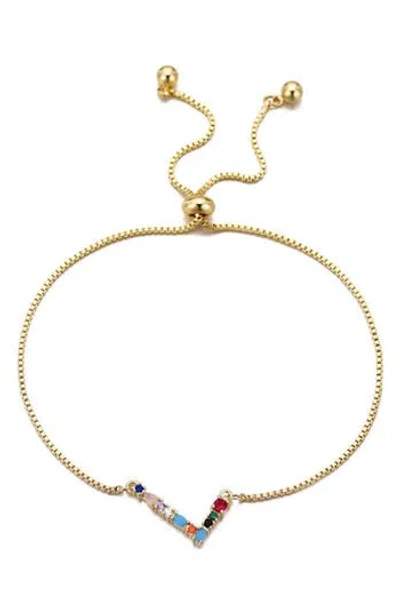 Adornia Mixed Crystal Initial Chain Bracelet
