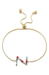 Adornia Mixed Crystal Initial Chain Bracelet