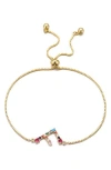 Adornia Mixed Crystal Initial Chain Bracelet In Gold