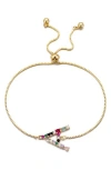 Adornia Mixed Crystal Initial Chain Bracelet In Gold