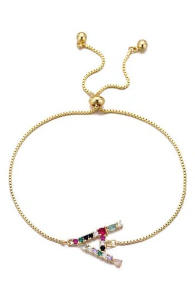 Adornia Mixed Crystal Initial Chain Bracelet In Gold