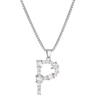 Adornia Mixed Crystal Initial Pendant Necklace In Silver