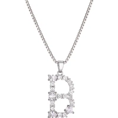 Adornia Mixed Crystal Initial Pendant Necklace In Silver