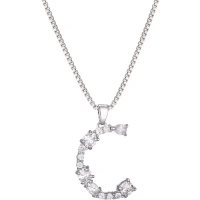 Adornia Mixed Crystal Initial Pendant Necklace In Silver