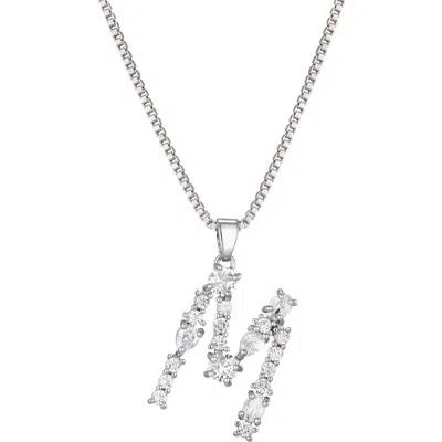 Adornia Mixed Crystal Initial Pendant Necklace In Silver