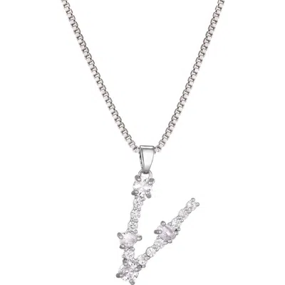 Adornia Mixed Crystal Initial Pendant Necklace In Silver