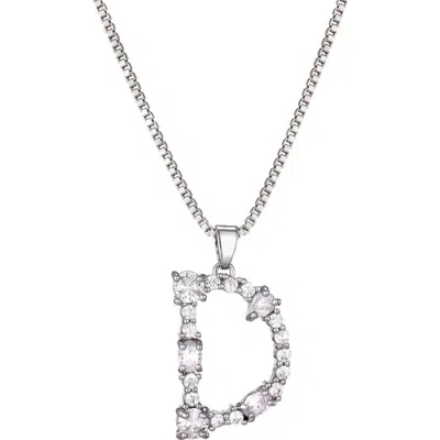 Adornia Mixed Crystal Initial Pendant Necklace In Silver