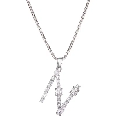 Adornia Mixed Crystal Initial Pendant Necklace In Silver
