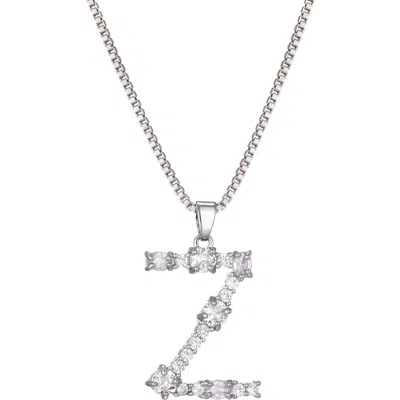 Adornia Mixed Crystal Initial Pendant Necklace In Silver