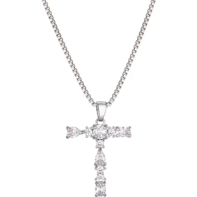 Adornia Mixed Crystal Initial Pendant Necklace In Silver