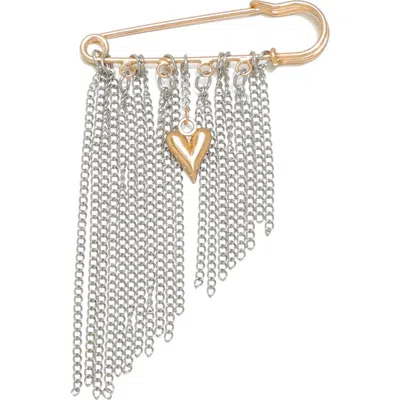 Adornia Mixed Metal Fringe Safety Pin Brooch In Gold/ Silver