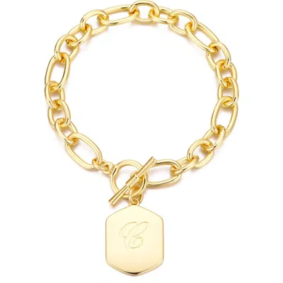 Adornia Monogram Initial Charm Chain Bracelet In Gold