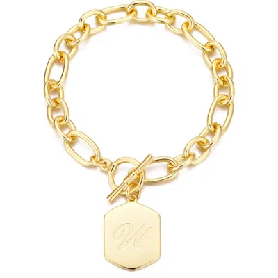 Adornia Monogram Initial Charm Chain Bracelet In Gold