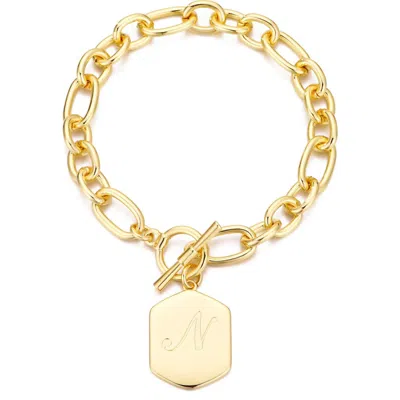 Adornia Monogram Initial Charm Chain Bracelet In Gold