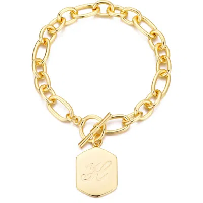 Adornia Monogram Initial Charm Chain Bracelet In Gold