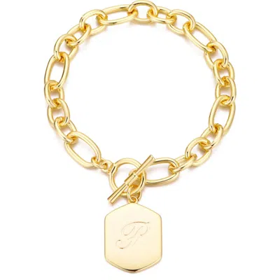 Adornia Monogram Initial Charm Chain Bracelet In Gold