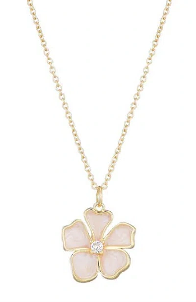 Adornia Mother-of-pearl & Cubic Zirconia Flower Pendant Necklace In Gold