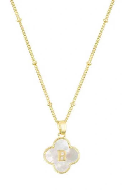 Adornia Mother-of-pearl Clover Initial Pendant Necklace In Gold