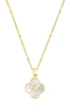 Adornia Mother-of-pearl Clover Initial Pendant Necklace In Gold