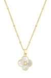 Adornia Mother-of-pearl Clover Initial Pendant Necklace In White-d