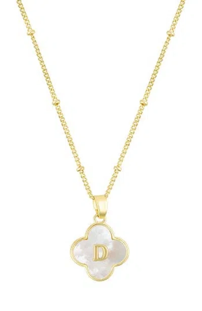 Adornia Mother-of-pearl Clover Initial Pendant Necklace In White-d
