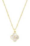 Adornia Mother-of-pearl Clover Initial Pendant Necklace In Gold