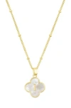 Adornia Mother-of-pearl Clover Initial Pendant Necklace In Gold