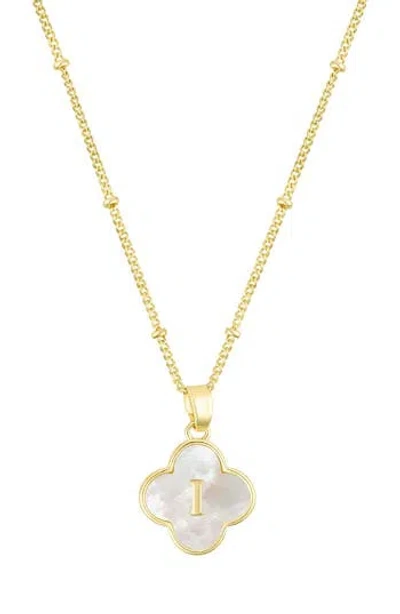 Adornia Mother-of-pearl Clover Initial Pendant Necklace In Gold