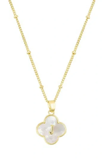 Adornia Mother-of-pearl Clover Initial Pendant Necklace In Gold