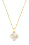 Adornia Mother-of-pearl Clover Initial Pendant Necklace In Gold