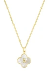 Adornia Mother-of-pearl Clover Initial Pendant Necklace In Gold