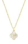 Adornia Mother-of-pearl Clover Initial Pendant Necklace In Gold